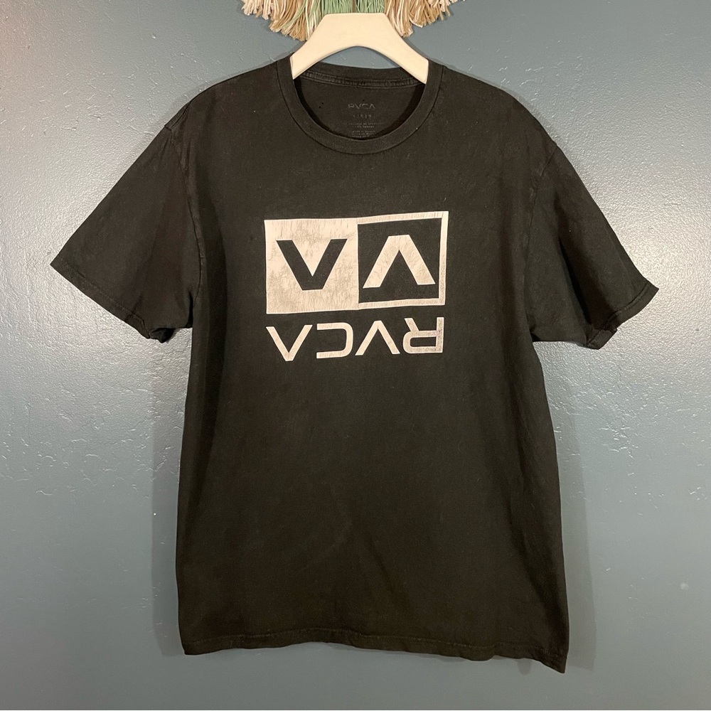RVCA Men’s Black Short Sleeve Crewneck Logo Graphic Tee Size M